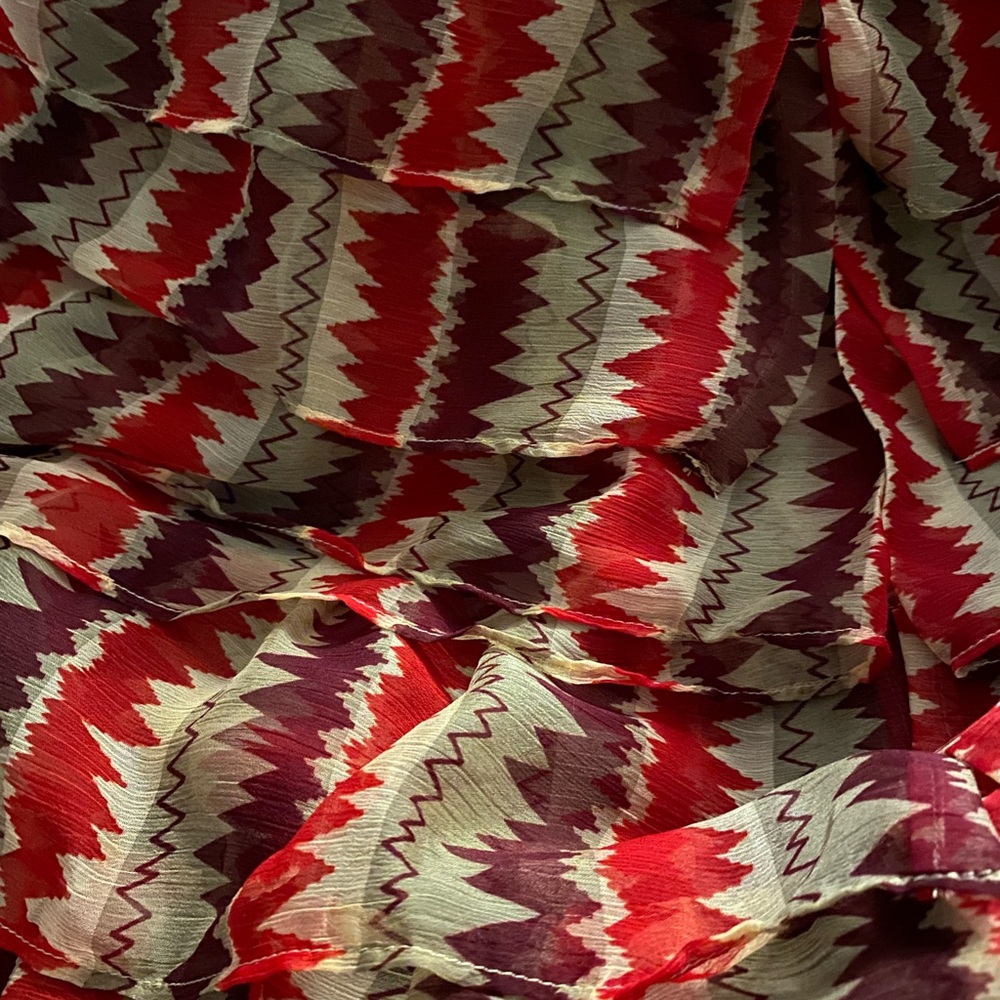 NWT ANNA SUI Anthropologie rare Terrawatt tiered red multi skirt 8 new with tags - Picture 7 of 8